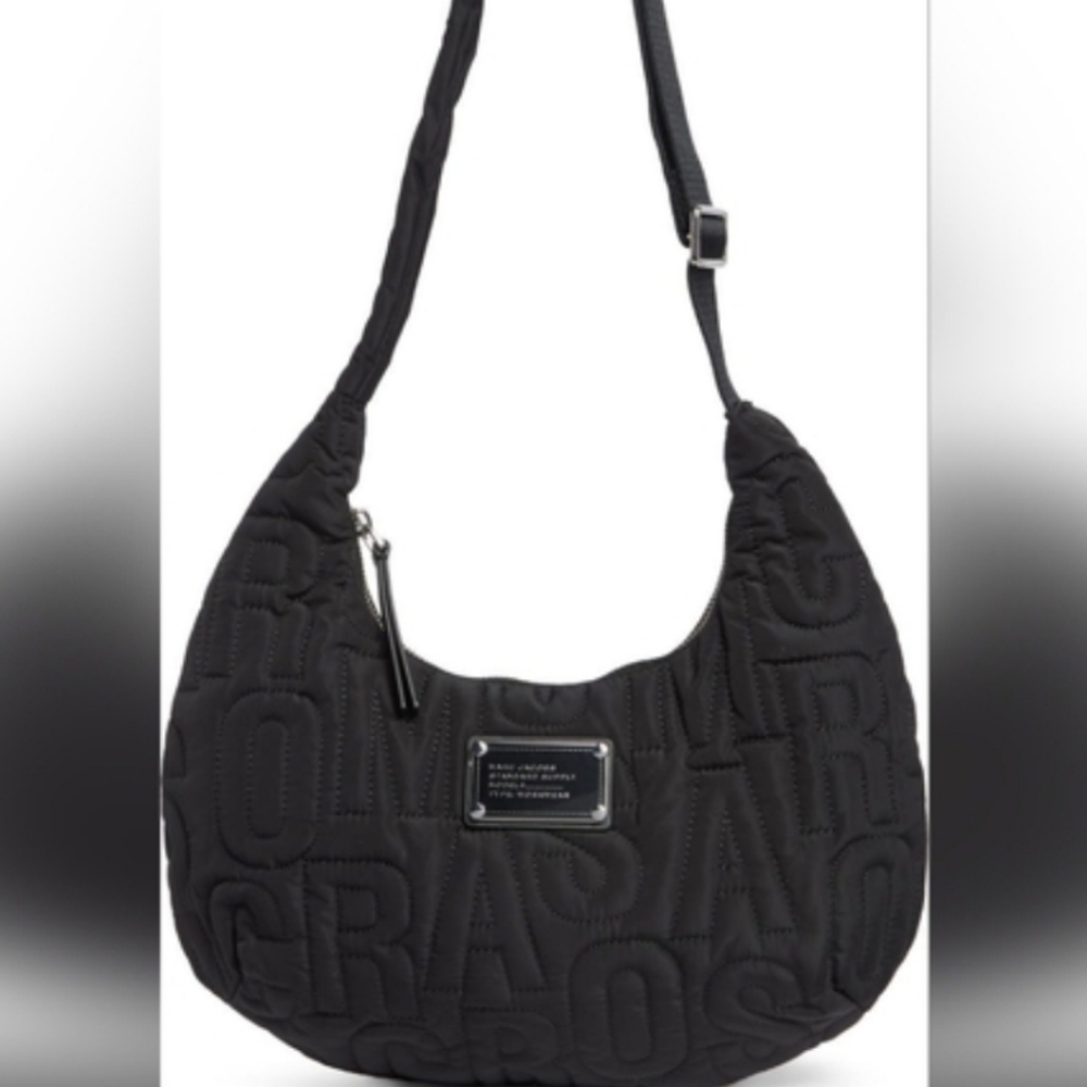 NWT LARGE Size Marc Jacobs Jumbled Logo Workwear Nylon Crossbody Bag In Black